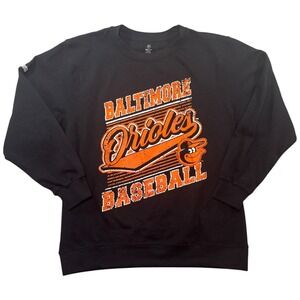 Baltimore Orioles Sweatshirt Mens Medium Black Stitches Baseball MLB Crew Neck